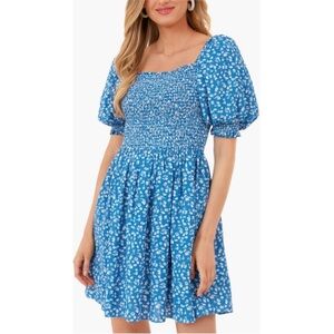 HYACINTH HOUSE Blue Ditsy Floral Pai Mini Dress